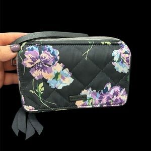 Vera Bradley Black Floral Crossbody Purse and Wristlet